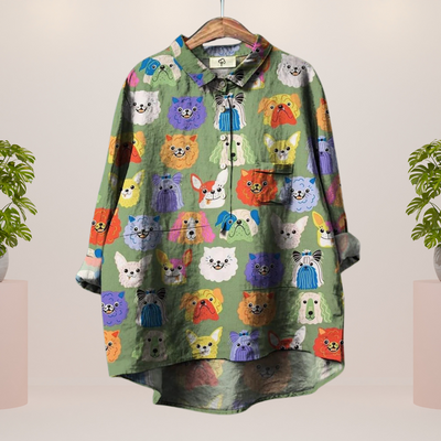 Frida Trendy og moderne bluse med kunstprint