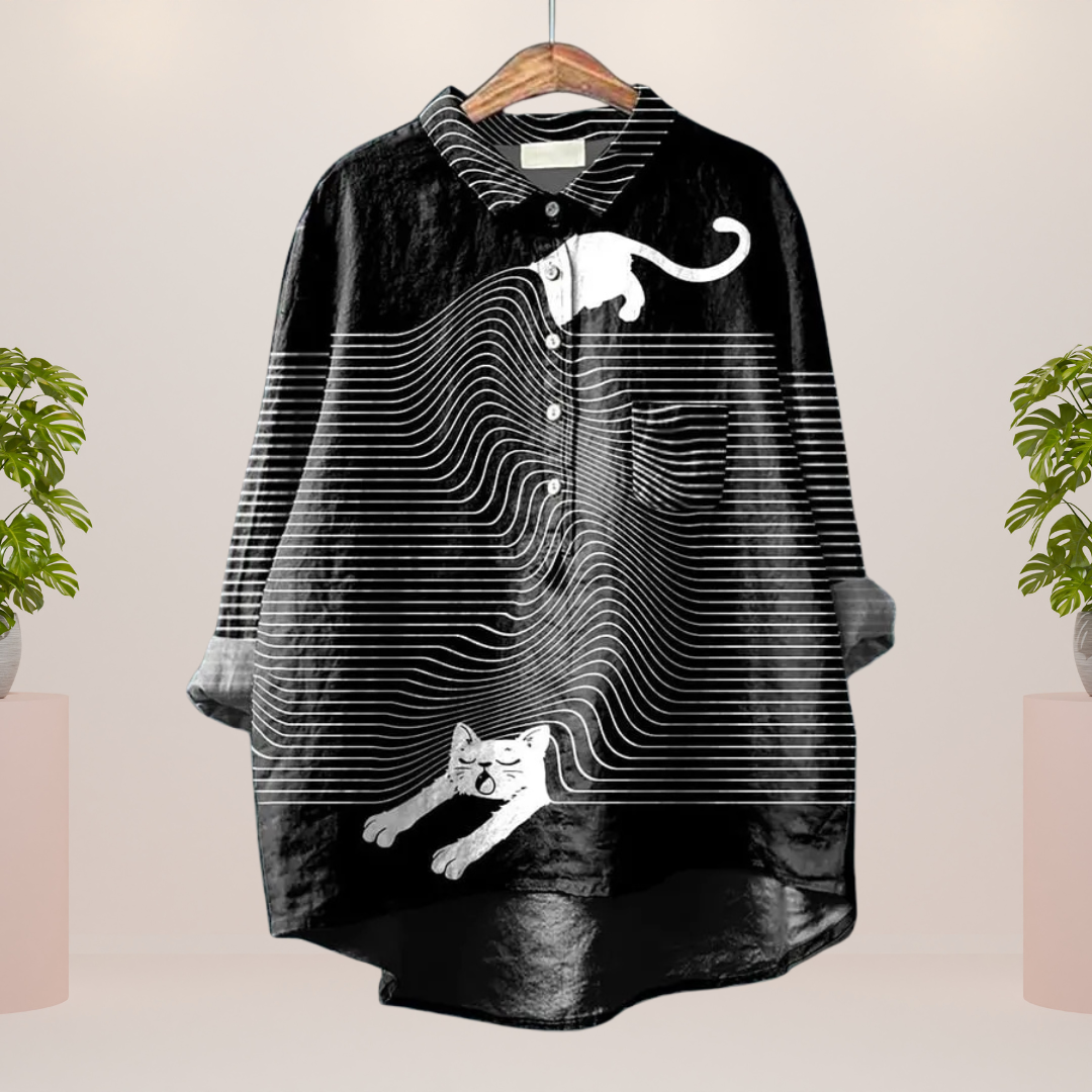 Frida Trendy og moderne bluse med kunstprint