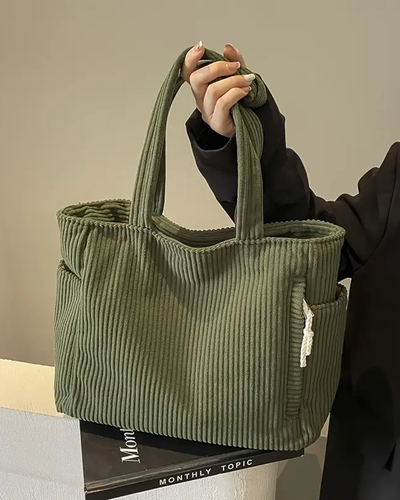 Tilda ribbet bæretaske med snøre-detalje