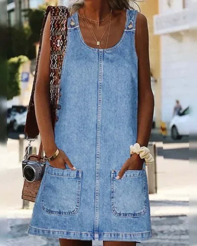 Sigrid Denimkjole Sommerkjole med Flatterende Snit