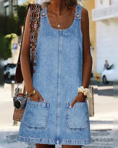 Sigrid Denimkjole Sommerkjole med Flatterende Snit