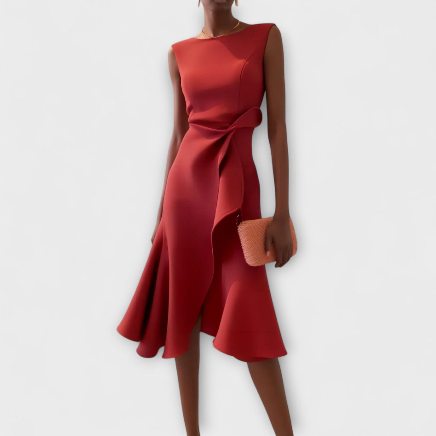 Jade Asymmetrisk draperet midi-kjole