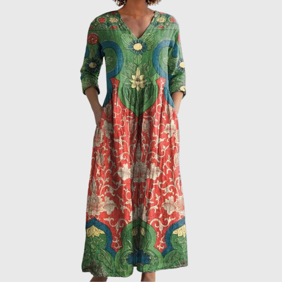 Tara Elegant blomstret vintage kjole