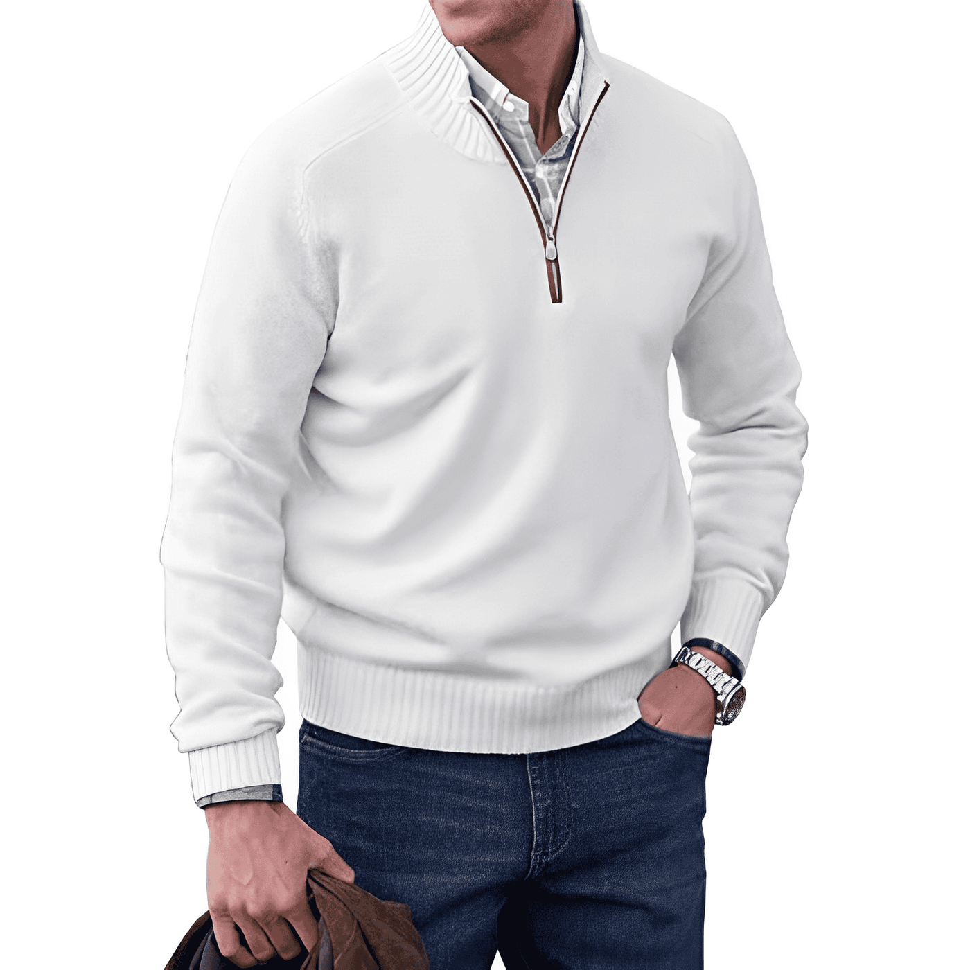 Kasper | Elegant cashmere sweater med lynlås