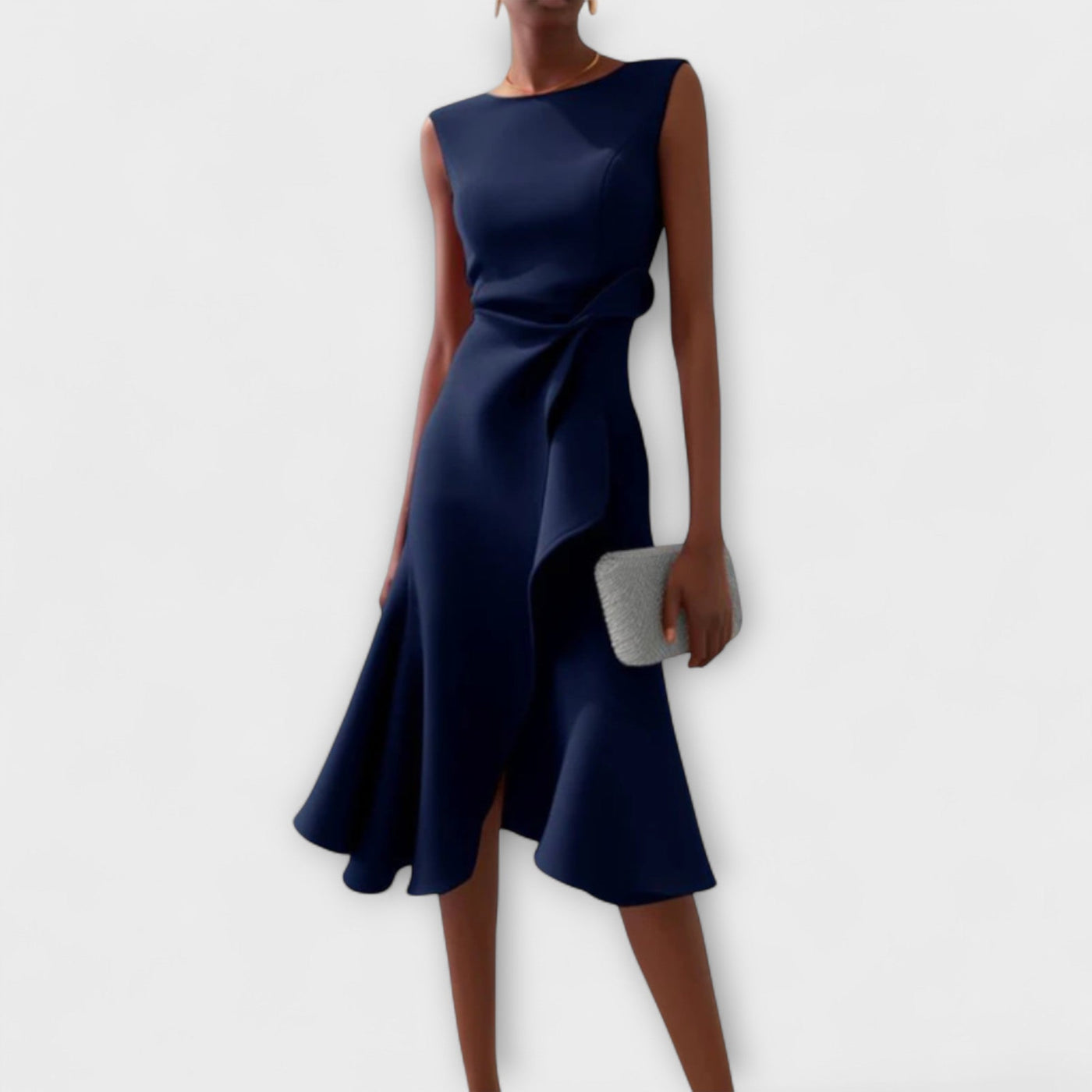 Jade Asymmetrisk draperet midi-kjole