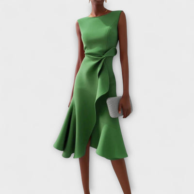 Jade Asymmetrisk draperet midi-kjole