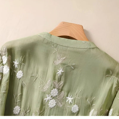 Mila Bomuldstop med broderede blomster