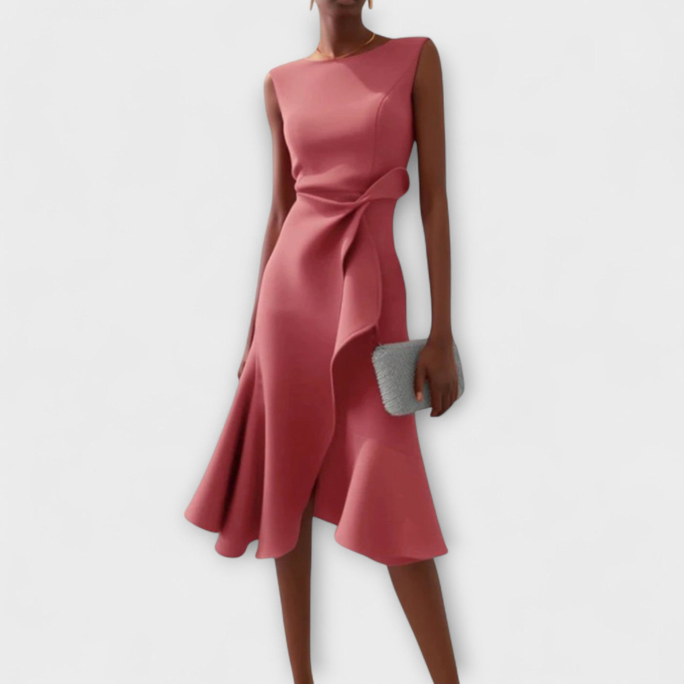 Jade Asymmetrisk draperet midi-kjole