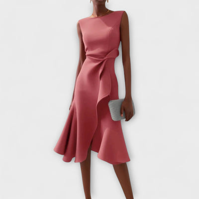 Jade Asymmetrisk draperet midi-kjole