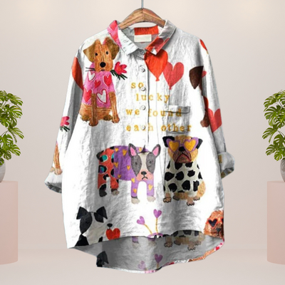 Frida Trendy og moderne bluse med kunstprint