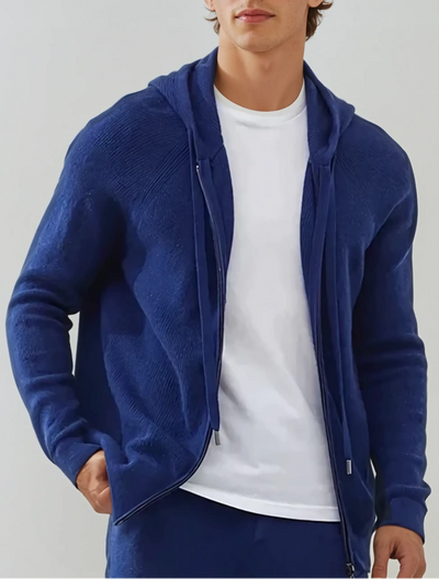 Cashmere Strik Zip Vest - Intens Blå