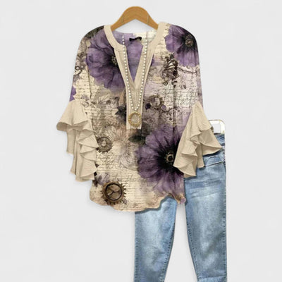 Isabella Bluse med elegante blomster