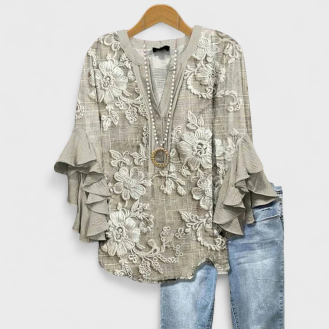 Isabella Bluse med elegante blomster