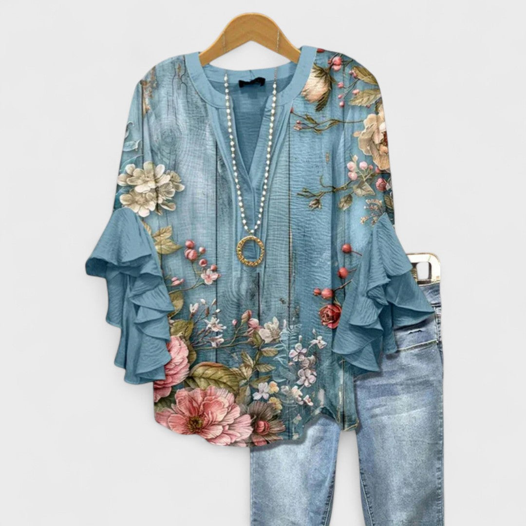 Isabella Bluse med elegante blomster