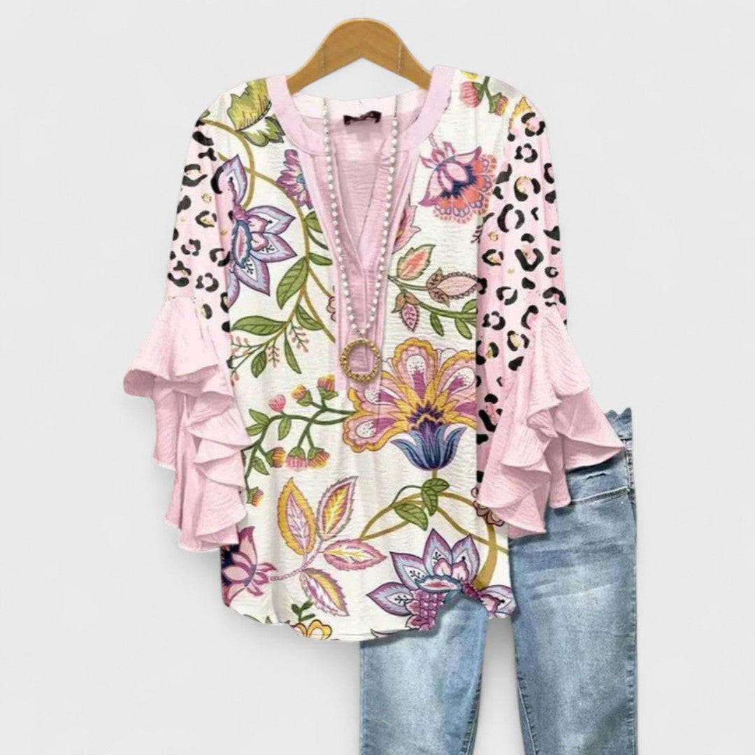 Isabella Bluse med elegante blomster