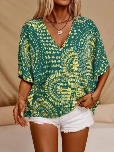 Ellaine Boho blouse med levende print