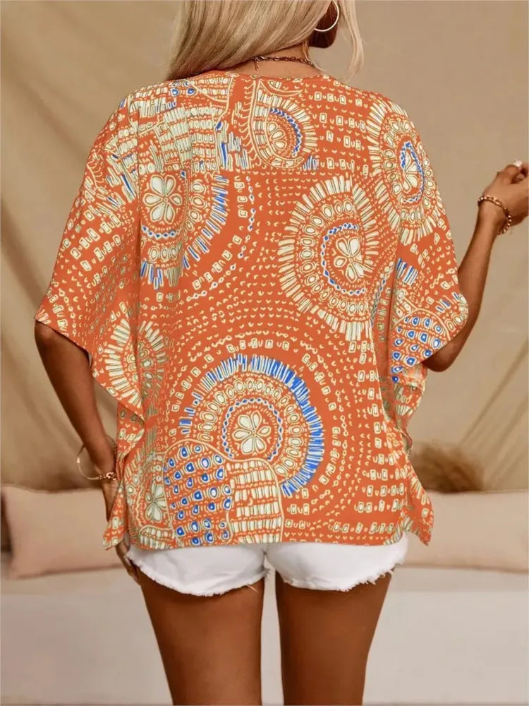 Ellaine Boho blouse med levende print