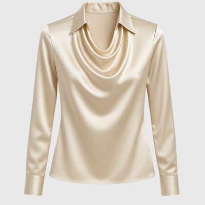 Sylvie Bluse med luksuriøs glans og plissering ved halsen