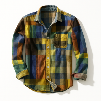 Sønder | Vintage Skjorte med Regnbuemønste